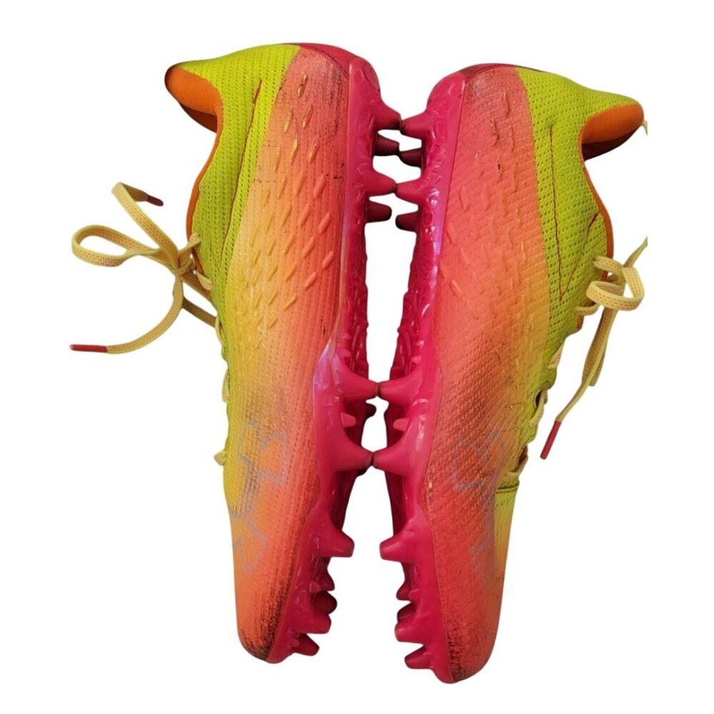 Under Armour Men’s Football Soccer Cleats Size 10 Neon Yellow Orange Pink Molded - Picture 3 of 8